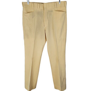 Vintage 1970s yellow white pinstripe double knit mens slacks 38 x 29